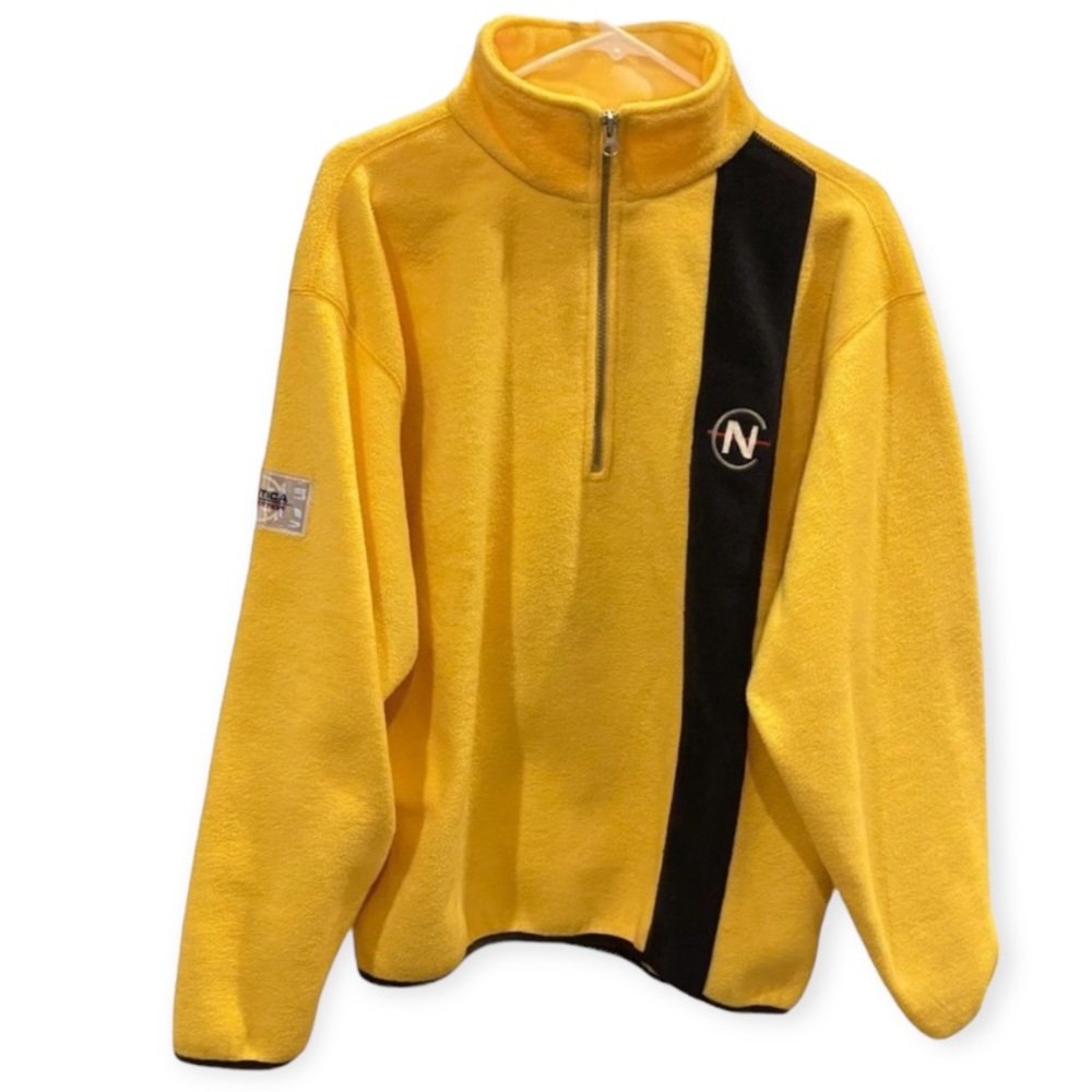 Nautica Competition Fleece Quarter Zip Pullover Sweater Made In USA Size Small
